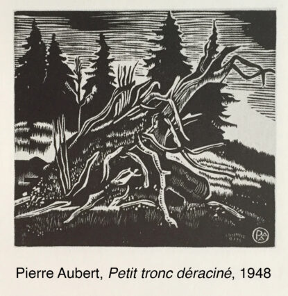 Pierre Aubert's engraving Petit tronc déraciné, 1948.